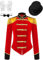 iEFiEL Damen Samt Blazer Vintage Jäckchen Kurzjacke Zirkus Kostüm Set mit Hut und Handschuhe Showman Kostüme für Karneval Cosplay Faschingskostüm Rot M