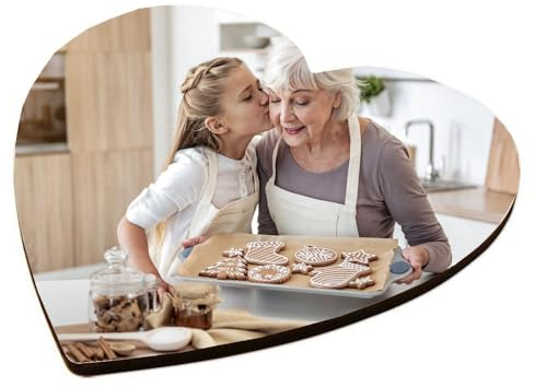 Ocadeau Untersetzer Herz mit eigenem Foto - Untersetzer aus Holz zum Selbstgestalten - Fotodruck auf Untersetzer Herz