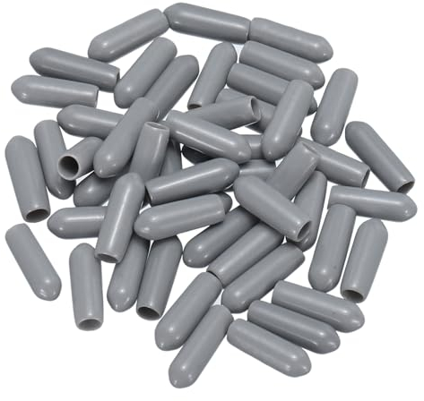QUARKZMAN 50Stk Gummi-Endkappen 4mm ID Vinyl PVC Rundrohr Bolzenkappe Abdeckung Schutzvorrichtungen für Schraubengewinde Grau