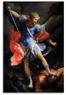 Guido Reni Malerwerke, St. Michael Erzengel, 1636, Poster, ästhetischer Druck, Kunst, Wandgemälde, Leinwand, Geschenke, moderne Schlafzimmerdekoration, 40 x 60 cm