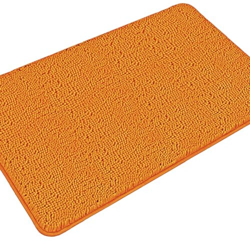 PureSwan Badezimmerläufer, 76,2 x 127,7 cm, extra große lange Badematte, saugfähig und waschbar, dicker Chenille-Badteppich, rutschfester Läufer für Badezimmer, Dusche, Waschbecken (Orange)