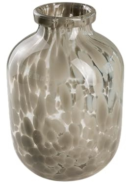 Glasvase Happy Patchy 23cm GRAU. Vase aus Glas, Blumenvase mit Punkten, Konfetti, mundgeblasen