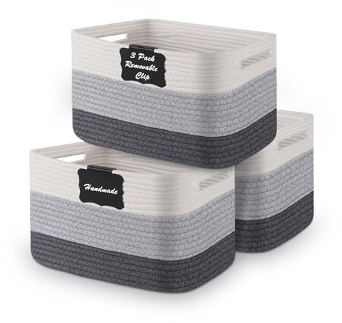 Cestas Almacenaje de Cuerda de Algodón,Rtdep Cestas Almacenaje Bebe, Cestos Organizadores, Cestas Almacenaje Baño, Cestas de Almacenaje de Juguetes, Cesta de Almacenamiento para Armarios