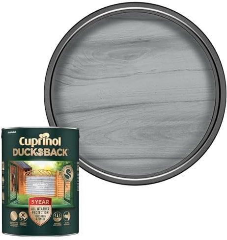 SAVING HUB Ducksback Fence Paint 5L - Garden Fence&Shed Paints - Non Drip Formula, for Rough Sawn Wood - Water Repellent Frost Protection, Sheds Fences Paint - Wooden Fences Paints (Herring Grey)