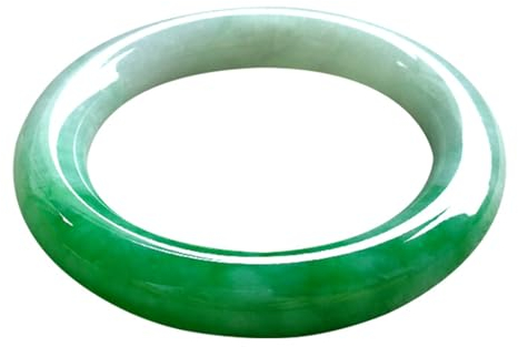 zhuBAOHE Echter natürlicher Jade-Armreif, grün-weißes Armband, Charm-Schmuck, Modeaccessoires, Amulett-Geschenke für Frauen, Glücksgeschenke,Natural,54mm