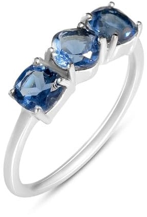 GS PROJEWELRY Ring aus 925er-Sterlingsilber über rundem blauen Tansanit; Steingewicht [ct]: 1,5 Karat, Gewicht 2 g, rhodinierte Oberfläche