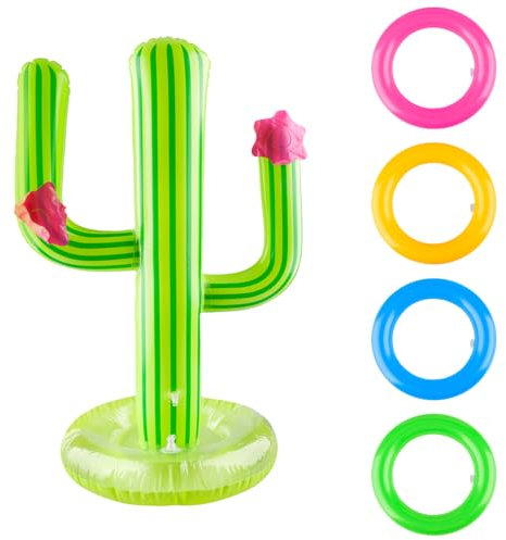 Thyonta Inflatable Cactus 5 Piece Ring Toss Game Summer Party Decoration Pool Toys for Kid Pool Party Accessories Party Games