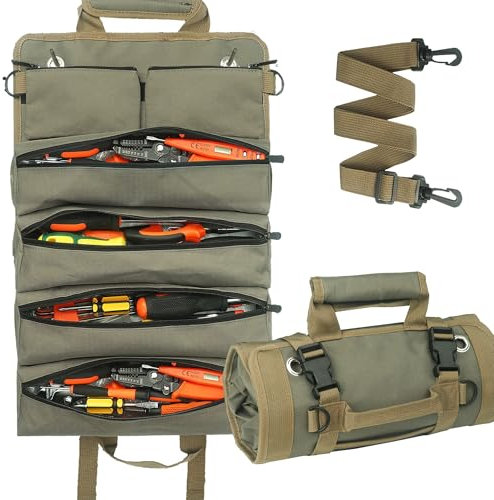 CXAFQ Borsa Per Attrezzi Arrotolabile, Borsa Porta Attrezzi Con 6 Tasche, In Tessuto Oxford, Multiuso e Resistente, Facile Da Riporre e Portatile, Organizer Per Attrezzi Per Meccanici, Elettricisti