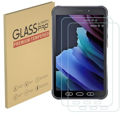Protecteur d’écran pour Samsung Galaxy Tab Active 3 (T570 T575 T577) Film de verre trempé, dureté 9H, anti-rayures, compatible avec les cas, sans bulles (2 pièces)