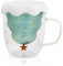 Volumoon Double Walled Insulated Glass Coffee Mug with Lid - Merry Christmas Mug, Latte Glass, Fun Drinking Cup for Children
