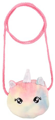 COLLBATH Einhorn Plüsch Umhängetasche Für Mädchen Polyester Niedliche Cartoon Schultertasche Kompakt Und Leicht Vielseitige Kindergeldbörse Mit Langem Riemen