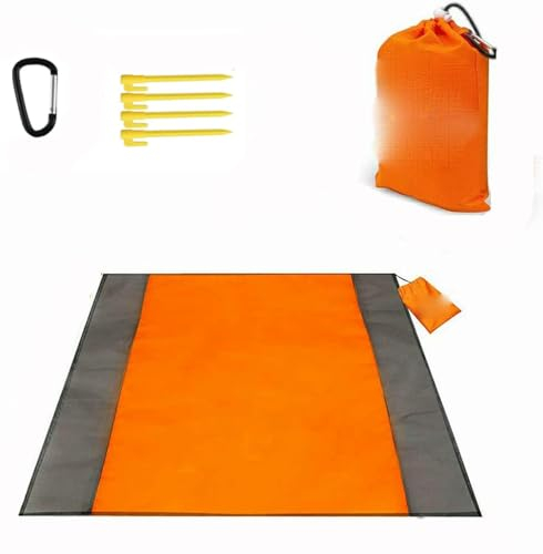 Picknickdecke XXL - Übergröße 200x200cm, Wasserdicht & Sanddicht, Klappbar, Leicht & Tragbar, Ideal für Camping & Outdoor, Robustes Material, Einfach zu Reinigen (Orange)