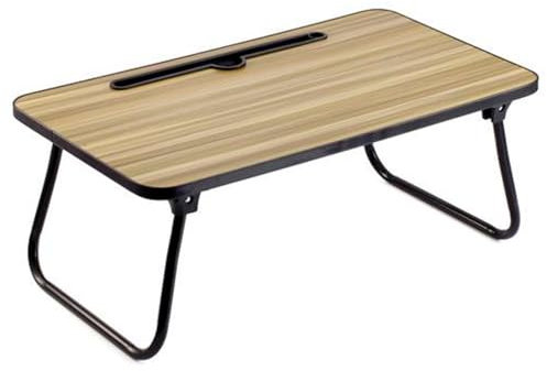 Acan Tradineur - Mesa Auxiliar Plegable con Ranura, Madera y Metal, Bandeja para Cama con Patas, máx. 10 kg, Desayuno, Oficina - 52,5 x 30 x 21,5 cm