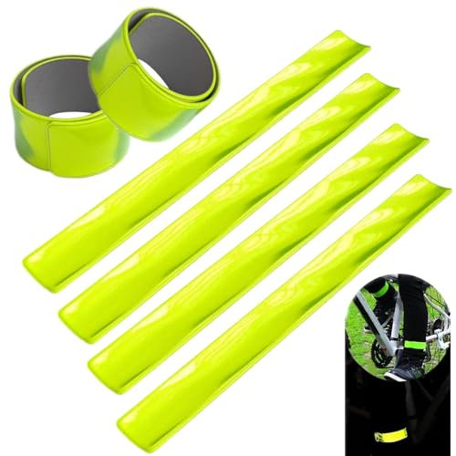 Sivono 6 Stück Grün Reflektorband Fahrrad,Reflektorband Hosenklammer Fahrrad,Reflektorenbänder,Hosenschutz Fahrrad,Hosenklammern für Radfahrer Jogger Outdoor Nachts Sicherheitswarnung(40x3cm)