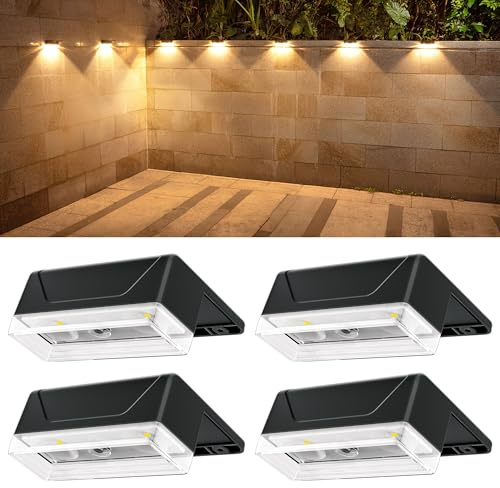 ELLASAY Solar Wandleuchte Außen Garten: 4 Stück 8 Farbmodi RGB LED Solarlampen Aussen - IP65 Wasserdicht - Farbe Beleuchtung Deko für Zaun Terrasse Balkon