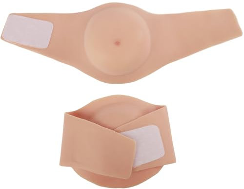 YRZGSAWJ Faux Ventre de grossesse 3/4 Mois Femme Enceinte en Silicone Realiste Fausse Grossesse pour Cosplay Film Props (Beige)