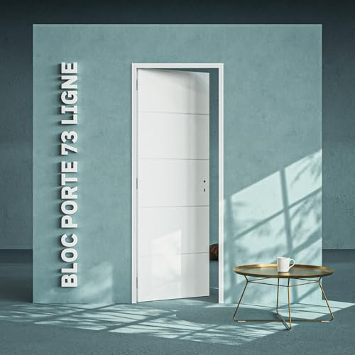 Bloc-Porte Blanc Laqué Ligne H. 204 x l. 73 cm - Poussant Gauche