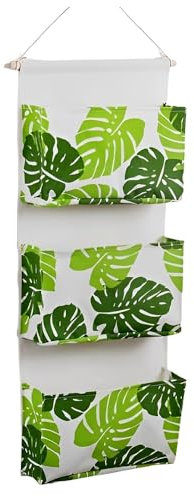 EBETA E Hängeorganizer Tür Wand Organizer Utensilientasche Hängende Aufbewahrungstasche für Eingang Garderobe Badezimmer 3 Große Fächer (Grüneblätter)