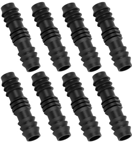 8PCS 1/2 Inch (16mm) Garden Barbed Connectors,Heavy Duty Drip Irrigation Hose Connectors Fitting Plastic Soaker Hose Pipe Straight Joiners for Agricultural and Garden Irrigation Systems Black