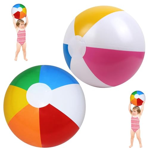 AOOTUERL Palloni da Spiaggia Gonfiabili, 2 Pezzi Palline per Piscina Bambini, 40cm Palloni Gonfiabili Giganti, Piscina e Gioco Estivo, Palla Gonfiabile Gigante per Feste, Attività all'Aperto