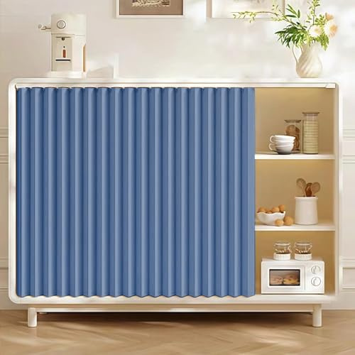 Maßgefertigte Staubschutzvorhänge für Regale und Schränke mit Schienen – ideal für Küche, Kleiderschrank, Bad und Café-Dark Blue- W100cmxH240cm