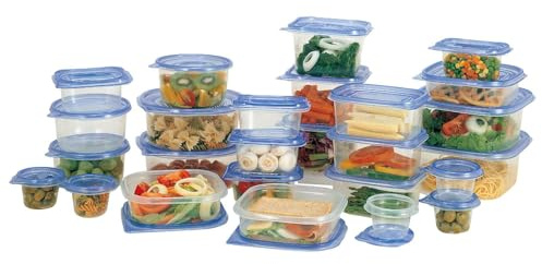 Food Storage Container Set 104-Piece with Lids – BPA-Free Plastic Meal Prep Boxes – Stackable Reusable Kitchen Storage Tubs for Pantry, Leftovers & Lunch – Freezer, Microwave, Dishwasher Safe