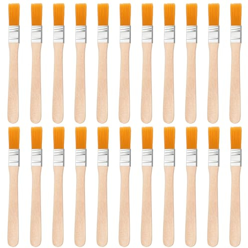 22 Pcs Flat Small Paint Brushes, 1/2 Inch Paint Brush with Wood Handle, Nylon Bristle Touch Up Paints Brushes for Painting DIY, Tiny Paints Brush for Walls, Cabinets, Furniture, Fences