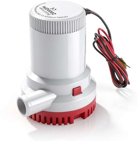SYNJAUPO Bilge Pump 12V 2000GPH, 1-1/8 (29mm) Submersible Pump | 2000GPH Electric Marine Bilge Pump Water Pump for Boats Marine Yacht Ponds Pools