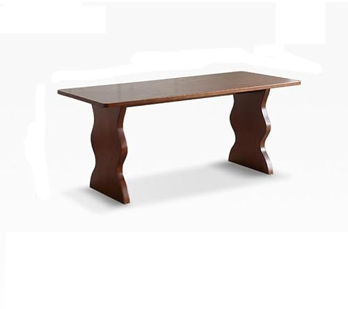 LINKIO Moderner Küchentisch 140x80x75cm Retro Massivholz Restaurant Cafe Esstisch Rechteckigen Wellenförmigen Beinen Küche Dekoration(140x80x75cm)