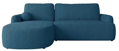 Mirjan24 Ecksofa Loridu Cord für Wohnzimmer mit Schlaffunktion und Bettkasten, Eckcouch, L-Sofa, Polsterecke, abgerundete Kanten (Poso 05, Seite: Links)