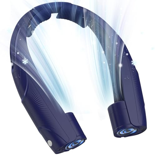 Enituo Neck Fan, 6000mAh USB Rechargeable Hands Free Personal Fan, 6 Speeds Adjustable Portable Neck Fans, Faster Cooling Wearable Fan, Ultra Quiet for Outdoor, Travel, Home, Office - Navy Blue