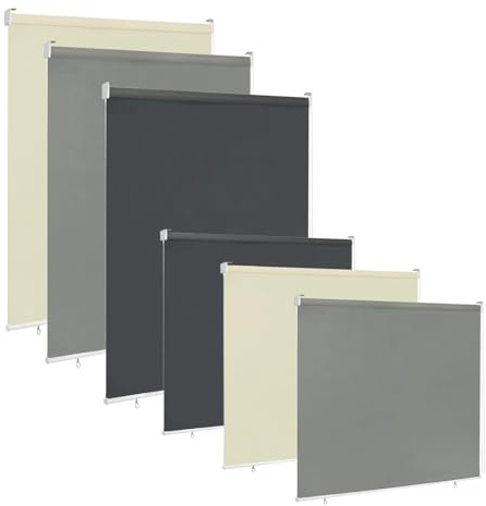 LILIIN 140x240cm Außenrollo Screen Rollo Wetterfest Senkrechtmarkise Balkonrollo Sichtschutz Outdoorrollo Sonnenschutz & UV Schutz, mit Reflektierende Thermofunktion für Fenster & Türen, Anthrazit