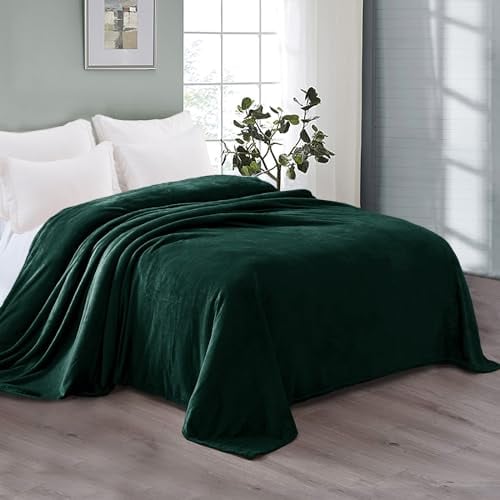 Exclusivo Mezcla Fleece Blanket Queen Size for Bed, Super Soft and Warm, All Season Use, Cozy, Plush, Lightweight, 230x230 CM, Forest Green