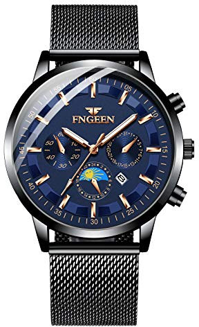 MICGIGI Mode Herren Uhren Geschäft Wasserdicht Analog Quarz Armbanduhren mit Edelstahl Mesh-GürteL