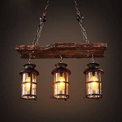 E27 Vintage Pendellampe Industrielle Pendelleuchte Retro Holz Hängeleuchte Schwarz Eisen Und Glas Lampenschirm Höhenverstellbar Loft Kronleuchter Innen Hängelampe Für Esszimmer Wohnzimmer Bar Cafe