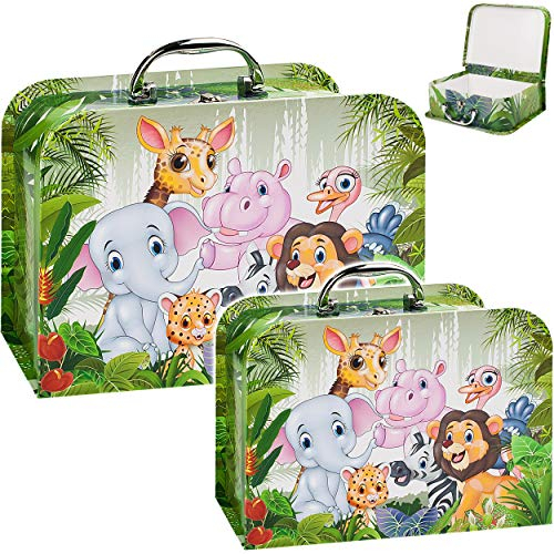 alles-meine.de GmbH Koffer/Kinderkoffer - MITTEL - lustige Tiere - 23 cm - ideal für Spielzeug und als Geldgeschenk - Mädchen & Jungen - Pappkoffer - Puppenkoffer - Kinder - Pa..
