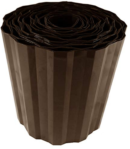 EXCOLO 9m Rasenkante 15 cm hoch Beeteinfassung Beetumrandung Rasenbegrenzung Raseneinfassung in braun/Dunkelbraun trapez wellung