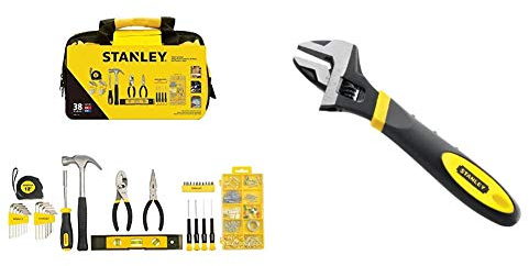 Stanley Material Tool Set, 38 Pieces, STMT0-74101 & Stanley 090947 6in MaxSteel Adjustable Wrench