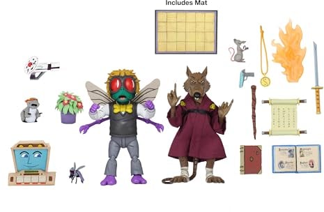 NECA Mutant Ninja Turtles Actionfiguren Doppelpack Splinter & Baxter 18 cm, 54158, Mehrfarbig