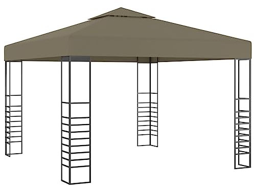 vidaXL Chapiteau de Jardin Belvédère de Patio Tonnelle de Jardin Pavillon d'Extérieur Tente Mariage Fête Camping Réunion 3x3 m Taupe 180 g/m²