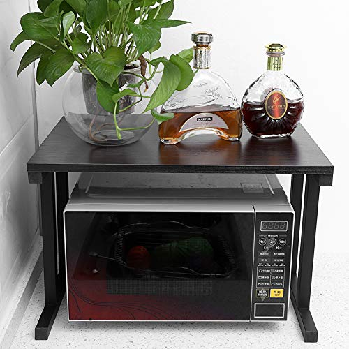 Wakects Horno de microondas para estantería, para microondas, estante de cocina, de metal, ahorra espacio, 57 x 38 x 35 cm (negro)