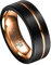 Corato Herren Damen Schwarz Hochzeitsring 8mm Wolfram Ring mit Roségoldene Nut Verlobungsring für Ihm Ihr Hoch Polished Größe 70(22.3)
