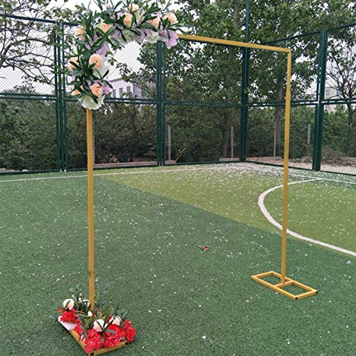 Wedding Arch Square Arch Background Stand Metal Wedding Background Display Stand 2M x 2M Golden Arch Frame Flower Balloon Decoration Street Guide, Gold