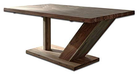 MASSIVMOEBEL24.DE Säulentisch Buddha, Esstisch aus Sheesham massiv braun geölt 180x90, moderner Esszimmertisch aus Massivholz