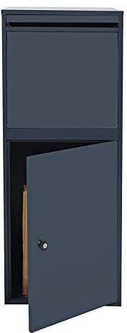 Wiltec Boîte à colis murale verrouillable grise 410 x 380 x 1020 mm, Boîte aux lettres fixage au mur, pour colis max. 330 x 300 x 280 mm, Usage domestique courrier