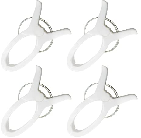 TRIXES 4 pinzas de toalla de playa grandes HQ, color blanco – clips de viaje seguros para uso en interiores y exteriores, clip jumbo para la playa, jardín, piscina, cama o tumbona y ropa