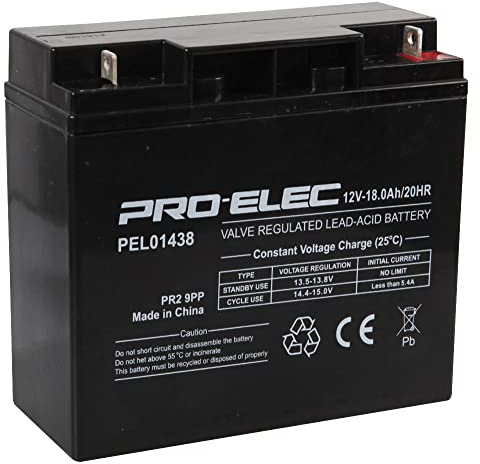 PRO ELEC PEL01438 18Ah 12V AGM Lead Acid Battery