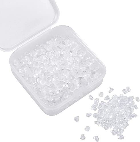 Cozlly 500 Piezas Universal Tuerca Pendiente, Transparentes Tuercas Pendientes Silicona, Goma Cierres de Pendientes, Tapón Posterior de Pendiente Seguridad, Topes de Espalda de Seguridad de Pendiente