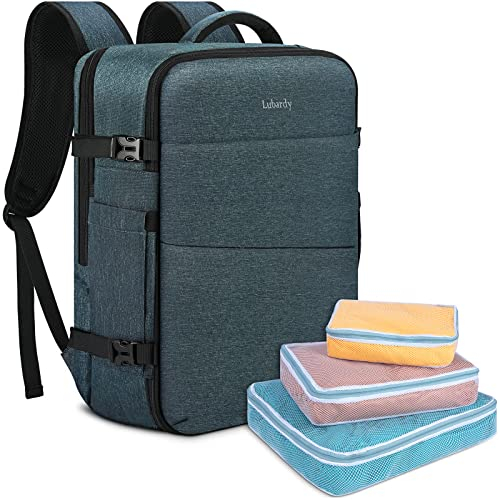 Lubardy 40L Laptop Rucksack Herren Wasserdicht 17.3 Zoll mit 3 Aufbewahrungstaschen Reiserucksack für Arbeit Schule Wochenende Reise Blau