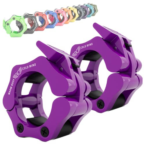 WARM BODY COLD MIND Verstärkt 50mm Hantelverschlüsse/Olympic Barbell Collars - Schnellverschluss Hantel Clips, Olympische Hantelverschluss, Langhantel Klemmen, Hantelklemmen (Violett)
